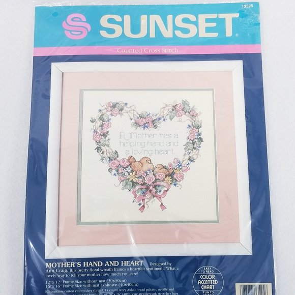 Vtg. Counted X-Stitch Kit "Mother's Hand & Heart" - Picture 1 of 6